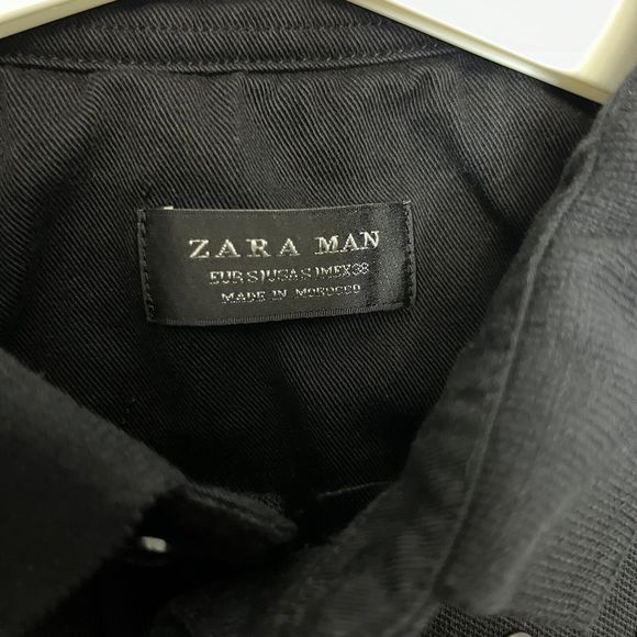 Zara Man Polo Shirt Short Sleeve Black W/ Metal Studded Accents Small Rare NWOT - Picture 4 of 9